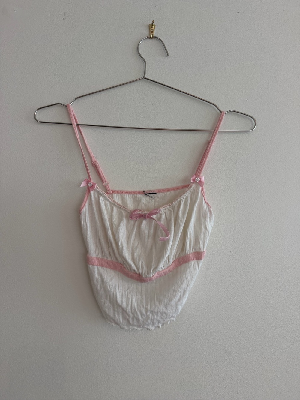 CROP TANK PINK TRIM BOW